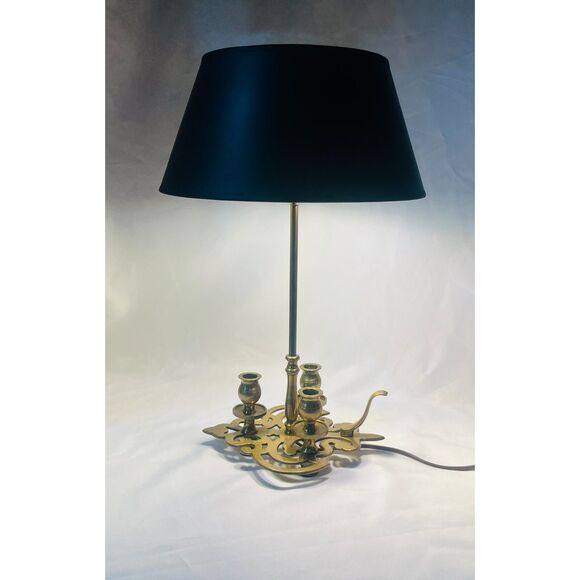 Prestigious Chapman Brass Bouillotte Table Lamp Candelabra  Dual Light 1972 - Picture 2 of 14
